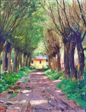 Forest view with a house 1895 by Peder Mørk Mønsted