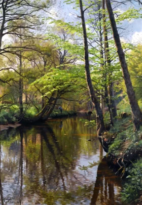 Spring day at Sæby 1911 by Peder Mørk Mønsted