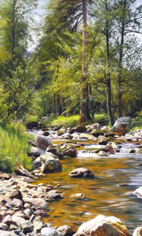 A stream in the forest, early summer 1907 by Peder Mørk Mønsted