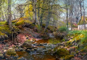 A Forest Stream 1905 by Peder Mørk Mønsted A Forest Stream 1905 by Peder Mørk Mønsted