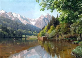 Rowing on a lake 1913 by Peder Mørk Mønsted Rowing on a lake 1913 by Peder Mørk Mønsted