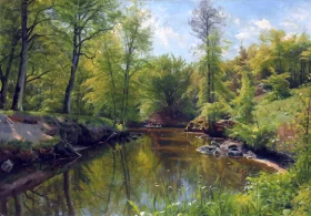 Rowing on a river in Summer 1922 by Peder Mørk Mønsted Rowing on a river in Summer 1922 by Peder Mørk Mønsted