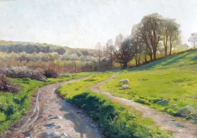 Sheep by a country track 1913 by Peder Mørk Mønsted Sheep by a country track 1913 by Peder Mørk Mønsted