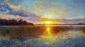 Sunset over a Danish Fiord 1901 by Peder Mørk Mønsted Sunset over a Danish Fiord 1901 by Peder Mørk Mønsted