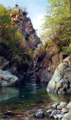 A mountain gorge, Meran, South Tyrol, 1913 by Peder Mørk Mønsted A mountain gorge, Meran, South Tyrol, 1913 by Peder Mørk Mønsted