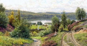 Sunny day at Svejbæk 1912 by Peder Mørk Mønsted