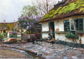 Feeding the cats by Peder Mørk Mønsted