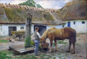Hästen vattnas, 1934 by Peder Mørk Mønsted