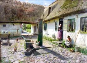 Sunny day in the countryside with mother and child 1936 by Peder Mørk Mønsted Sunny day in the countryside with mother and child 1936 by Peder Mørk Mønsted