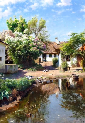 Rural landscape by Peder Mørk Mønsted