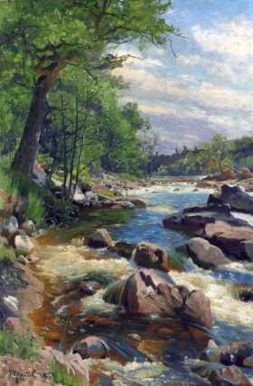 A fast flowing river 1894 by Peder Mørk Mønsted