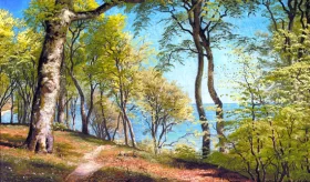 Birch trees at a coast 1881 by Peder Mørk Mønsted