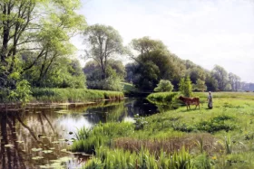 By the river, 1908 by Peder Mørk Mønsted