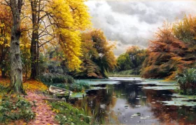 River Landscape 1903 by Peder Mørk Mønsted River Landscape 1903 by Peder Mørk Mønsted