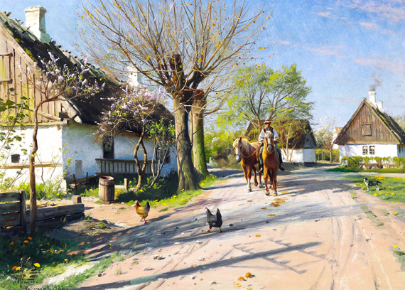 Spring day in Vallensbæk, 1922 by Peder Mørk Mønsted