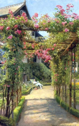 Entrance to the house Bjælkestuen, Hornbæk 1939 by Peder Mørk Mønsted Entrance to the house Bjælkestuen, Hornbæk 1939 by Peder Mørk Mønsted