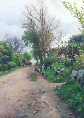 Gravel road near a farm in Jyllinge 1920 by Peder Mørk Mønsted Gravel road near a farm in Jyllinge 1920 by Peder Mørk Mønsted