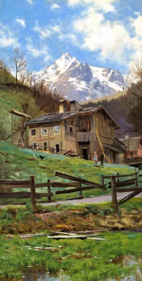 View of the Alps near Werfen 1899 by Peder Mørk Mønsted View of the Alps near Werfen 1899 by Peder Mørk Mønsted