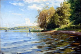 Summer day at Esrum Lake near Nødebo 1893 by Peder Mørk Mønsted Summer day at Esrum Lake near Nødebo 1893 by Peder Mørk Mønsted