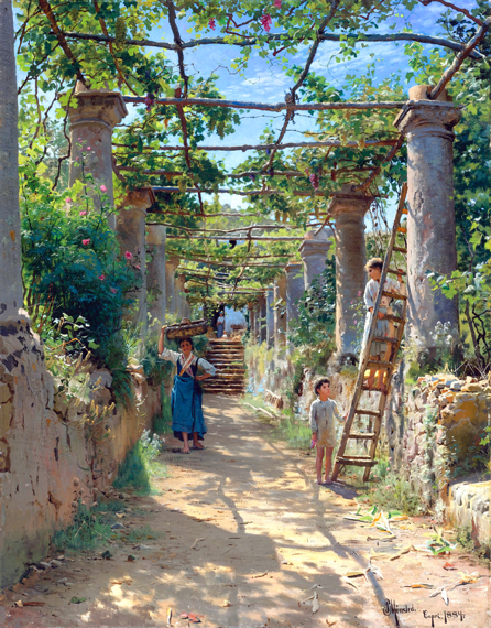 In the Shadow of an Italian Pergola 1884 by Peder Mørk Mønsted