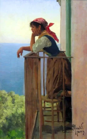 Daydreaming, Capri, 1884 by Peder Mørk Mønsted Daydreaming, Capri, 1884 by Peder Mørk Mønsted