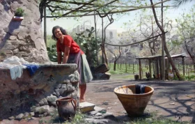 A wash girl in Torre del Greco in Italy, 1925 by Peder Mørk Mønsted A wash girl in Torre del Greco in Italy, 1925 by Peder Mørk Mønsted