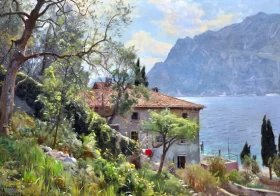 Gardersoen set fra Torbole by Peder Mørk Mønsted Gardersoen set fra Torbole by Peder Mørk Mønsted