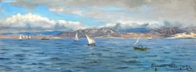 Tarifa. Sailing ships at Gibraltar 1892 by Peder Mørk Mønsted Tarifa. Sailing ships at Gibraltar 1892 by Peder Mørk Mønsted