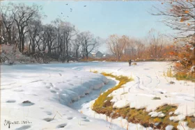 A sunny winter day 1902 by Peder Mørk Mønsted A sunny winter day 1902 by Peder Mørk Mønsted