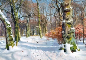 In Charlottenlund Forest, winter by Peder Mørk Mønsted In Charlottenlund Forest, winter by Peder Mørk Mønsted