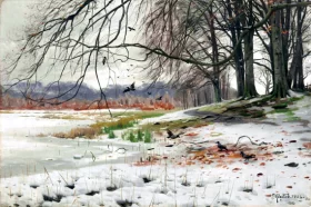 Snowy Landscape 1904 by Peder Mørk Mønsted