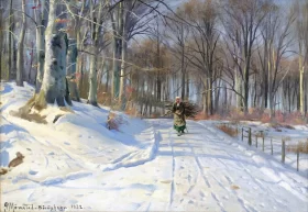 Winter day in Sørup Hegn, 1932 by Peder Mørk Mønsted