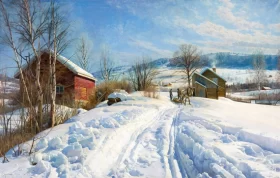 Fjällandskap en solig vinterdag, 1923 by Peder Mørk Mønsted