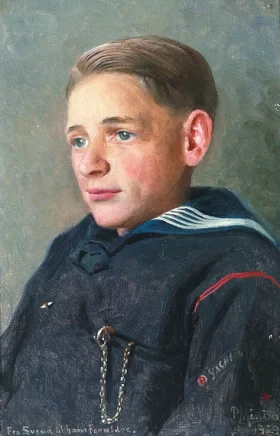 Portrait of a young man in sailor suit 1929 by Peder Mørk Mønsted