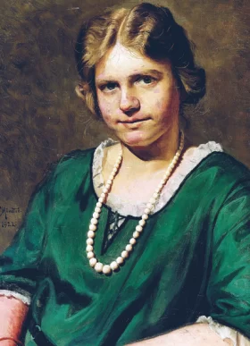 Young woman in a green dress 1922 by Peder Mørk Mønsted