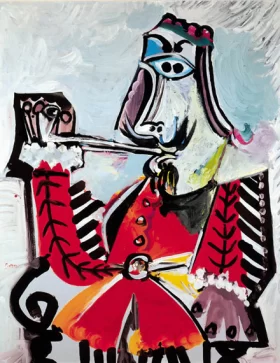 Homme à la Pipe Assis by Pablo Picasso (inspired)