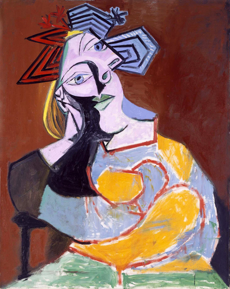 Seated Woman Resting on Elbows by Pablo Picasso (Inspired by), oil painting reproduction on canvas Seated Woman Resting on Elbows by Pablo Picasso (inspired)