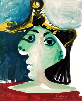 Tête De Femme Au Chapeau by Pablo Picasso (inspired)