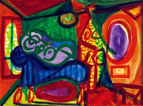 Femme Couchée et Personnage by Pablo Picasso (inspired)