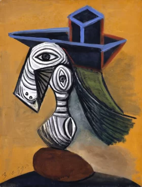 Woman in a Blue Hat by Pablo Picasso (inspired)