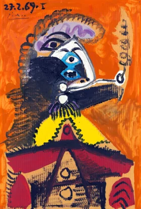 Buste D'homme à la Pipe by Pablo Picasso (inspired)