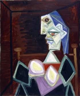 Woman in Profile Left with Blue Hair by Pablo Picasso (inspired)
