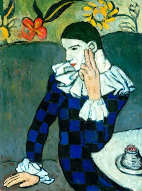 Arlequin Accoudé by Pablo Picasso (inspired)