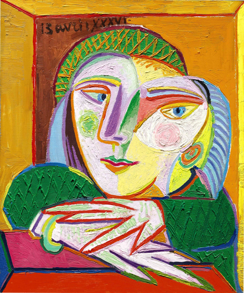 Femme à la Fenêtre (Marie-Thérèse) by Pablo Picasso (Inspired by), oil painting reproduction on canvas Femme à la Fenêtre (Marie-Thérèse) by Pablo Picasso (inspired)