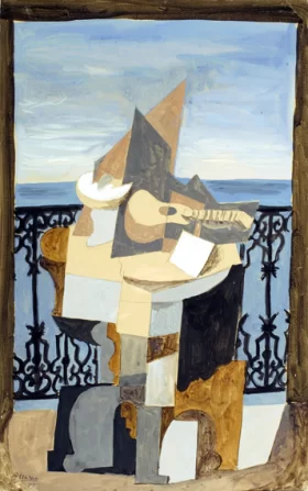Still Life on a Pedestal Table in front of a Window by Pablo Picasso (inspired)