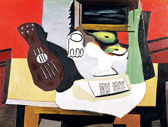 Still Life with a Guitar by Pablo Picasso (Inspired by), oil painting reproduction on canvas Still Life with a Guitar by Pablo Picasso (inspired)
