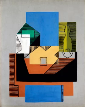 Guitare, Bouteille et Compotier by Pablo Picasso (inspired)