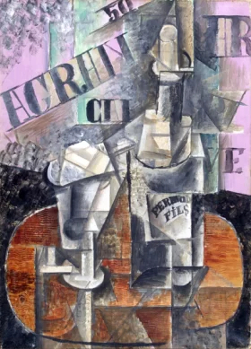 Table in a Cafe (Bottle of Pernod) by Pablo Picasso (inspired)