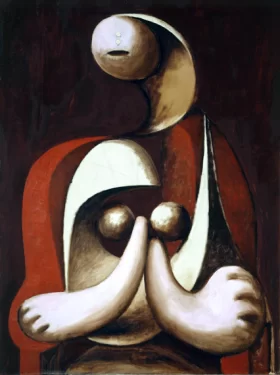 Seated Woman in a Red Armchair by Pablo Picasso (inspired)