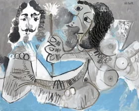 Mousquetaire et Femme à la Fleur by Pablo Picasso (inspired)